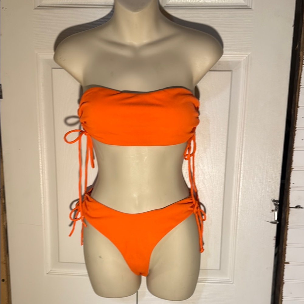 Orange Bandeau Bikini Set